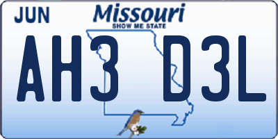 MO license plate AH3D3L