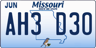 MO license plate AH3D3O