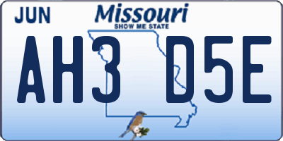 MO license plate AH3D5E