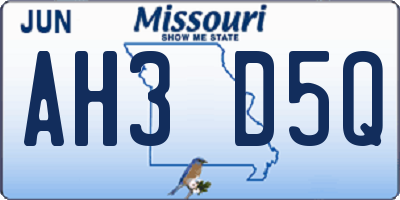 MO license plate AH3D5Q