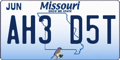 MO license plate AH3D5T