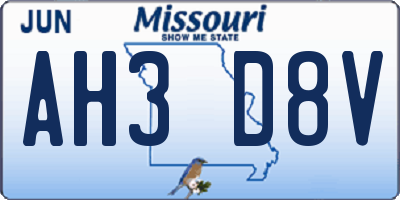 MO license plate AH3D8V