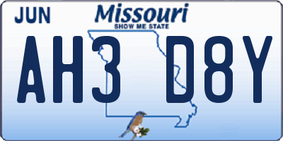 MO license plate AH3D8Y