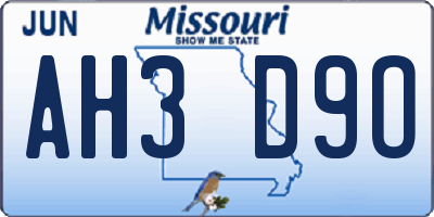 MO license plate AH3D9O