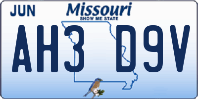 MO license plate AH3D9V