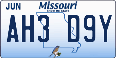 MO license plate AH3D9Y