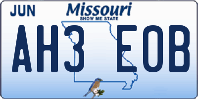 MO license plate AH3E0B