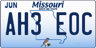 MO license plate AH3E0C