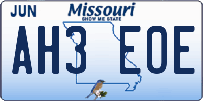 MO license plate AH3E0E