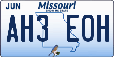 MO license plate AH3E0H