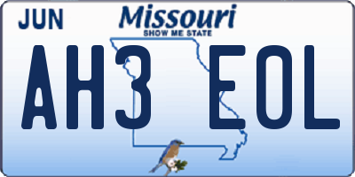 MO license plate AH3E0L