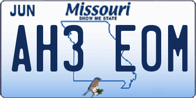 MO license plate AH3E0M