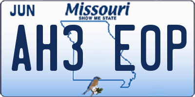 MO license plate AH3E0P