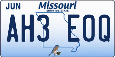 MO license plate AH3E0Q