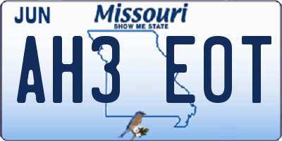 MO license plate AH3E0T