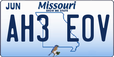 MO license plate AH3E0V