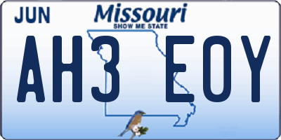 MO license plate AH3E0Y