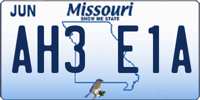 MO license plate AH3E1A