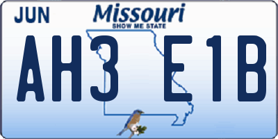 MO license plate AH3E1B