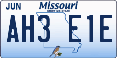 MO license plate AH3E1E