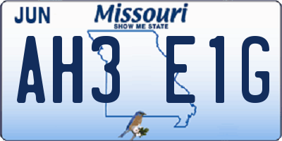 MO license plate AH3E1G