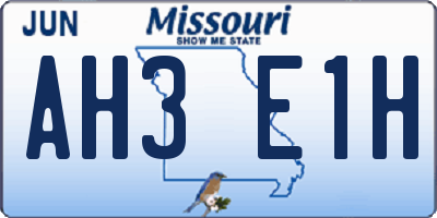 MO license plate AH3E1H