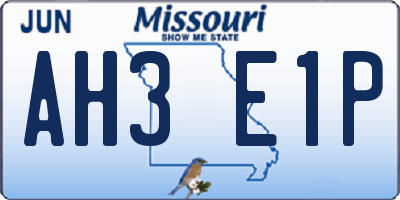 MO license plate AH3E1P