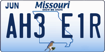 MO license plate AH3E1R