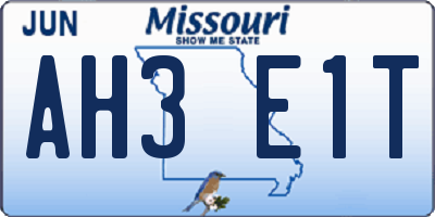 MO license plate AH3E1T