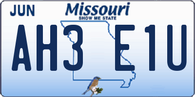 MO license plate AH3E1U