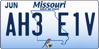 MO license plate AH3E1V