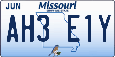 MO license plate AH3E1Y