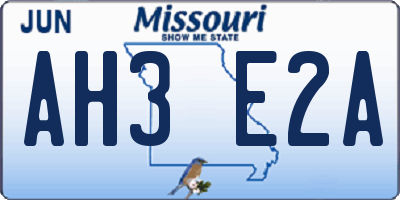 MO license plate AH3E2A