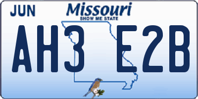 MO license plate AH3E2B