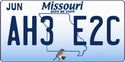 MO license plate AH3E2C