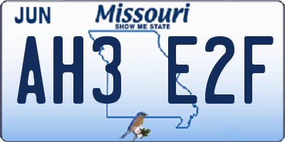 MO license plate AH3E2F