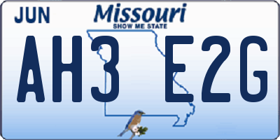 MO license plate AH3E2G