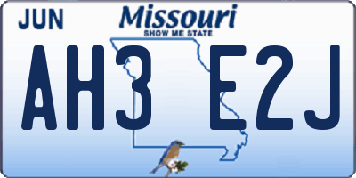 MO license plate AH3E2J