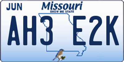 MO license plate AH3E2K