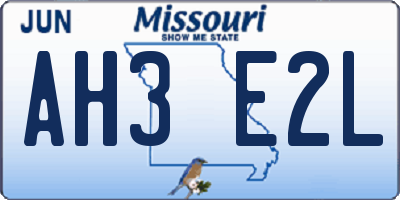 MO license plate AH3E2L