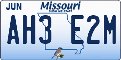 MO license plate AH3E2M