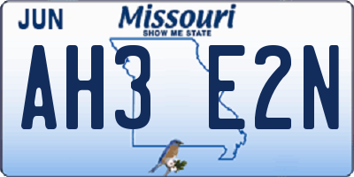 MO license plate AH3E2N