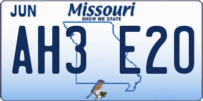 MO license plate AH3E2O
