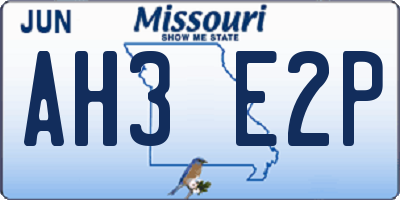 MO license plate AH3E2P