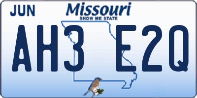 MO license plate AH3E2Q