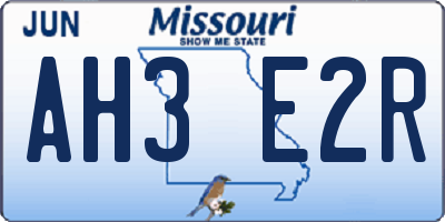 MO license plate AH3E2R