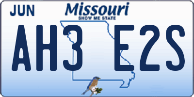 MO license plate AH3E2S