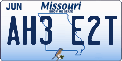 MO license plate AH3E2T