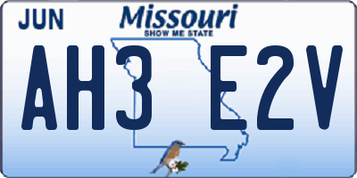 MO license plate AH3E2V