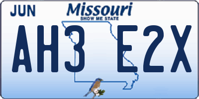 MO license plate AH3E2X